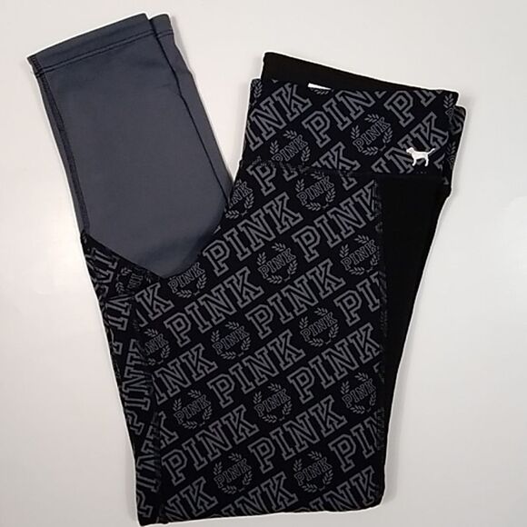 Victoria's Secret Pants - Pink Victoria Secret Pink Pants Women's Black Grey Reversible Leggings Stretch